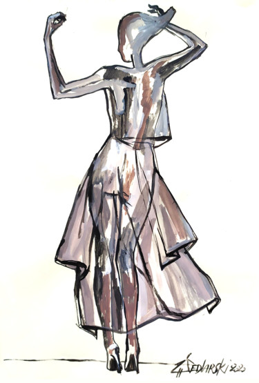 Dessin intitulée "Portrait d'une Robe…" par Jivko Sedlarski, Œuvre d'art originale, Acrylique
