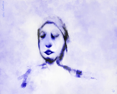 Digital Arts titled "Blue Contemplation" by Cory Foss, Original Artwork, Digital Painting