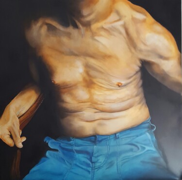 Peinture intitulée "autoportrait  au sh…" par Philippe Picard, Œuvre d'art originale, Huile