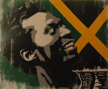 Malerei mit dem Titel "Jimmy Cliff" von Christophe Caniac, Original-Kunstwerk, Acryl
