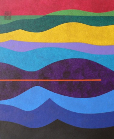 绘画 标题为“" Aquatique "” 由Jacques Pinceloup, 原创艺术品, 丙烯 安装在纸板上