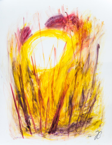 绘画 标题为“Sonne im Schilf * S…” 由Jutta Blühberger, 原创艺术品, 颜料
