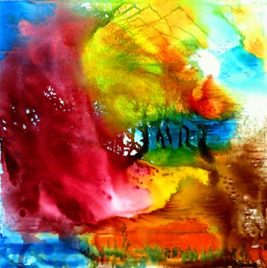 Peinture intitulée "Le jour qui vient à…" par Clau Redier-Clément, Œuvre d'art originale, Encre Monté sur Châssis en bois
