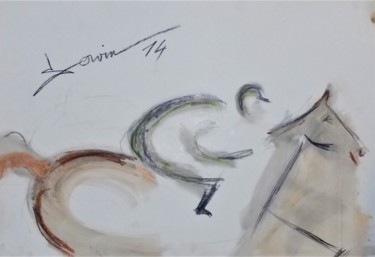 Peinture intitulée "Jokey tout seul" par Servin, Œuvre d'art originale, Crayon
