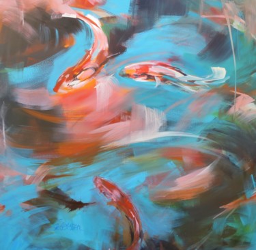 Peinture intitulée "L'eau oublieuse" par Eva Gohier, Œuvre d'art originale, Acrylique