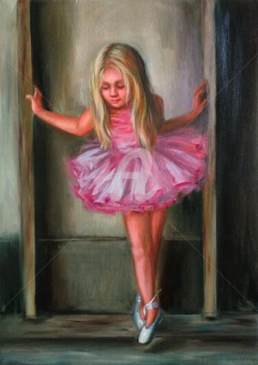 Baby ballet dancer, oil painting, little ballerina Painting titled "Baby ballet dancer,…" by Anastasia Akunina, Original Artwork, Oil