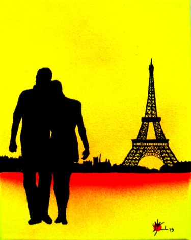 Amoureux de Paris XII Peinture intitulée "Amoureux de Paris X…" par Marc Parmentier, Œuvre d'art originale, Acrylique Monté sur Châssis en bois