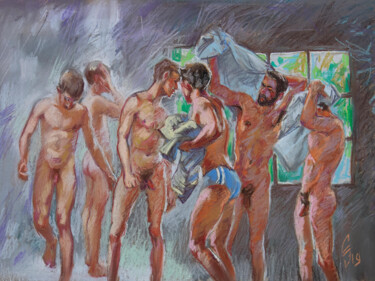 Desenho intitulada "After Sports Compet…" por Sergey Sovkov, Obras de arte originais, Pastel