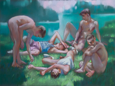 Tekening getiteld "On the Glade" door Sergey Sovkov, Origineel Kunstwerk, Pastel