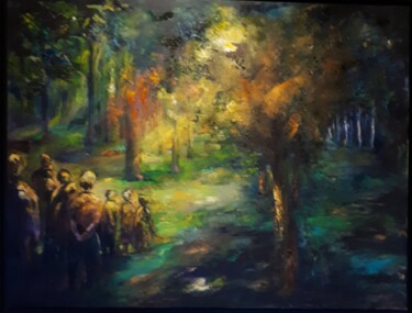 SOUS-BOIS 7 " Découverte" huile 89 x 116 cm Painting titled "SOUS-BOIS 7 " Décou…" by Brigitte Krief, Original Artwork, Oil Mounted on Wood Stretcher frame