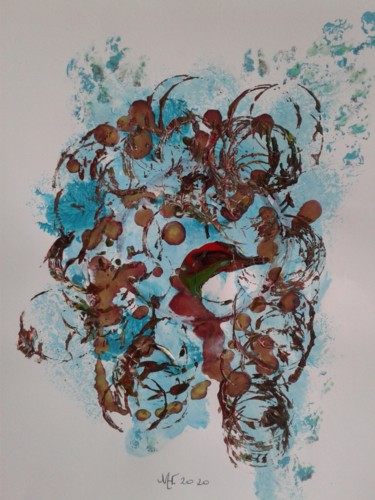 Schilderij getiteld "Blue dream" door Marianne Huizinga, Origineel Kunstwerk, Gouache