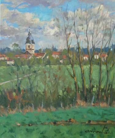 Peinture intitulée "Le Prieuré de Flavi…" par Christian Arnould, Œuvre d'art originale, Huile