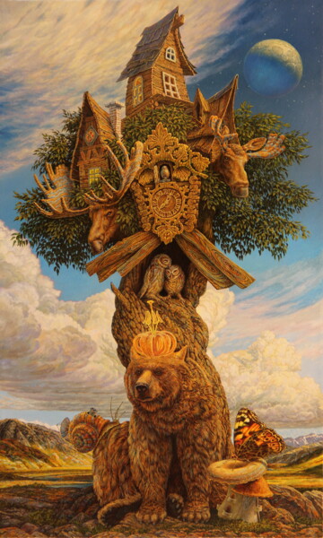 Taiga composition Baikal district Painting titled "Taiga composition B…" by Georgij Inesin (Georgy Ineshin Georgij Inesin), Original Artwork, Oil