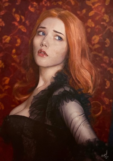 Painting titled "To Fix Her Gaze" by William Oxer, Original Artwork, Acrylic