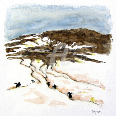 Peinture intitulée "(3)Les autoroutes à…" par Anne-Marie Mary, Œuvre d'art originale, Aquarelle Monté sur Autre panneau rigi…