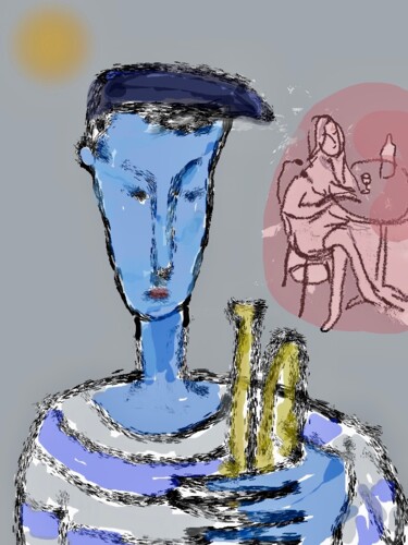 数字艺术 标题为“blue trumpet” 由Simon Taylor, 原创艺术品, 数字油画