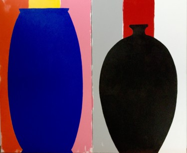 peinture acrylique "Les deux jarres" 제목이 "peinture acrylique…"인 미술작품 Norbert Engel로, 원작, 아크릴 나무 들것 프레임에 장착됨