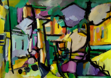 Painting titled "Un espace inédit" by Muriel Cayet, Original Artwork, Acrylic