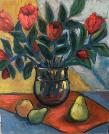 Painting titled "Тюльпаны" by Margarita, Original Artwork, Oil