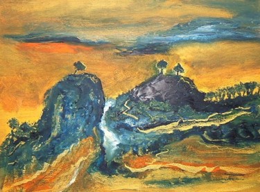 Peinture intitulée ""Rivière Japonaise"" par Arnaud Thévenin, Œuvre d'art originale, Huile