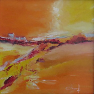 Village lumière,artistsupportpledge Painting titled "Village lumière,art…" by Véronique Degabriel, Original Artwork, Acrylic Mounted on Wood Stretcher frame