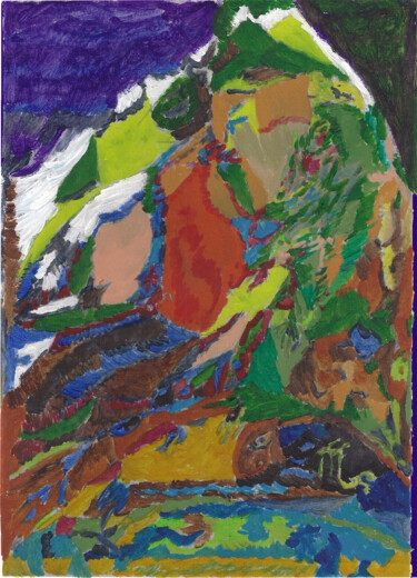 Painting titled "Abstraction Mountai…" by Roman Milyutin, Original Artwork, Oil