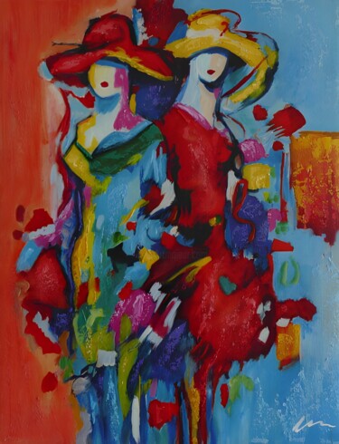 Abstract impressionist Oil painting on canvas - Ladies 绘画 标题为“Abstract impression…” 由Filip Petrovic, 原创艺术品, 油