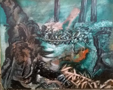 「promenade solitaire」というタイトルの絵画 Michele Glaizeによって, オリジナルのアートワーク, アクリル ウッドストレッチャーフレームにマウント
