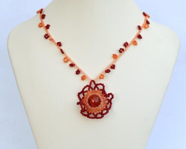Design titled "Red fire agate neck…" by Irena Zelickman, Original Artwork, Jewelry