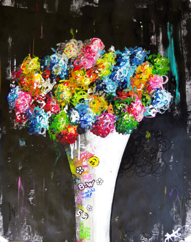 #4 Bouquet de couleurs impérissable Painting titled "#4 Bouquet de coule…" by A.T.6 Alexandre Trubert, Original Artwork, Acrylic