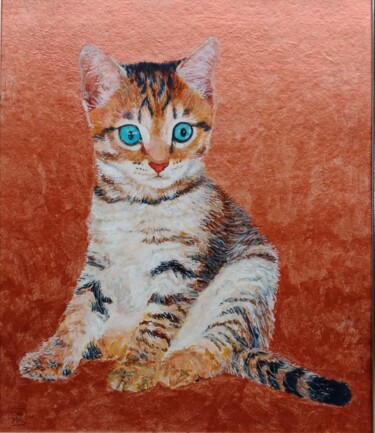 绘画 标题为“Cat 1” 由Leo Budhi, 原创艺术品, 油
