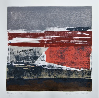 印花与版画 标题为“Paysage 3/6” 由Hervé Marchelidon, 原创艺术品, Linocuts