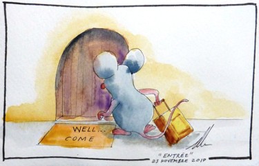 Dibujo titulada "Well, come" por René Blanchet, Obra de arte original, Tinta