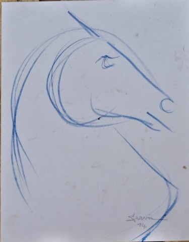 Dessin intitulée "Etude de tête de ch…" par Servin, Œuvre d'art originale, Crayon