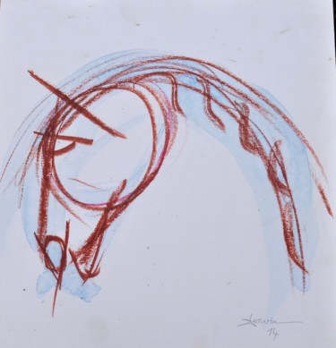 Dessin intitulée "Etude de tête de ch…" par Servin, Œuvre d'art originale, Pastel