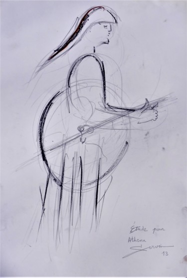 Dessin intitulée "ETUDE POUR ATHENA (…" par Servin, Œuvre d'art originale, Crayon