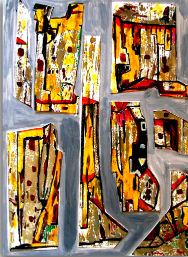Peinture intitulée "ruelles" par Philippe Langaud, Œuvre d'art originale, Acrylique