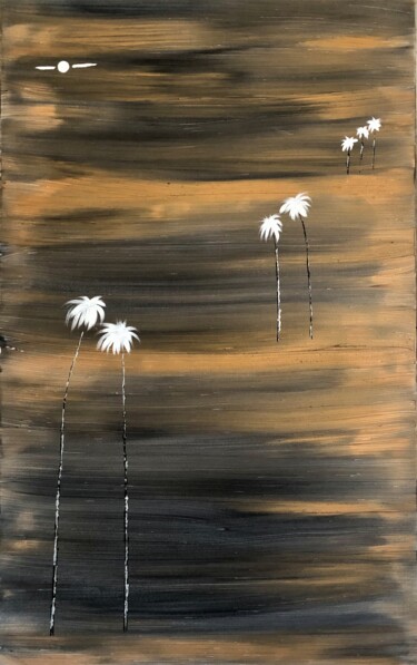 California Midnight Palms #1 #artistsupportpledge 제목이 "California Midnight…"인 미술작품 Dutch Montana로, 원작, 기름 나무 들것 프레임에 장착됨