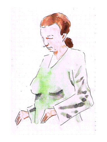 Peinture intitulée "chignon" par Jean Christophe Ravier, Œuvre d'art originale, Aquarelle Monté sur Verre