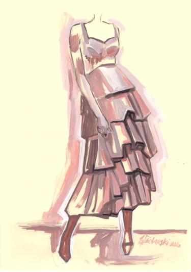 Dessin intitulée "Portrait d'une Robe…" par Jivko Sedlarski, Œuvre d'art originale, Acrylique
