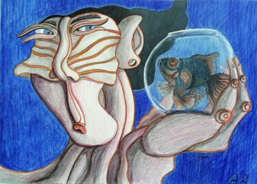 图画 标题为“Talk to me.” 由Anna Reshetnikova, 原创艺术品, 标记