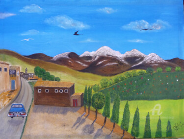 Painting titled "début de printemps" by Ahmed Fertat, Original Artwork, Oil