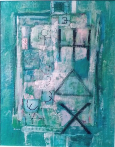 Painting titled "old letters 1#artis…" by Marina Valtcheva, Original Artwork, Wax