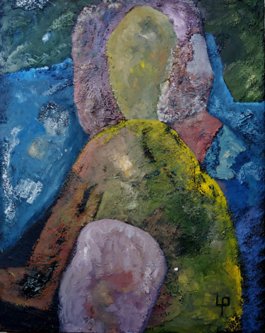 Painting titled "Fossile" by Philippe Langaud, Original Artwork, Oil