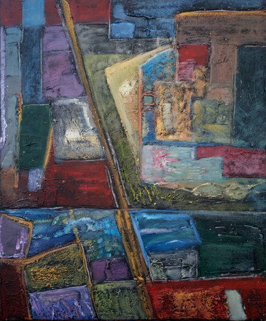 Peinture intitulée "focus lunaire" par Philippe Langaud, Œuvre d'art originale, Huile Monté sur Châssis en bois