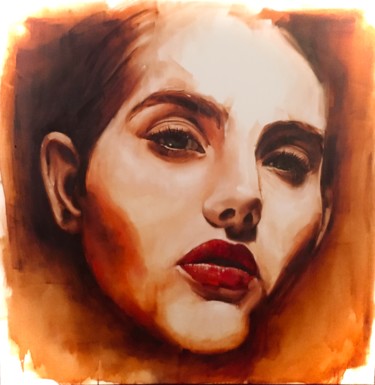 Schilderij getiteld "Attitude" door Inge Coolen, Origineel Kunstwerk, Olie