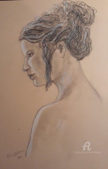 Dessin intitulée "PROFIL 4" par Alain Devienne, Œuvre d'art originale, Crayon
