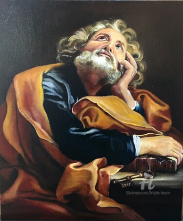 Peinture intitulée "Saint-Pierre" par Brigitte Bouron, Œuvre d'art originale, Huile Monté sur Châssis en bois