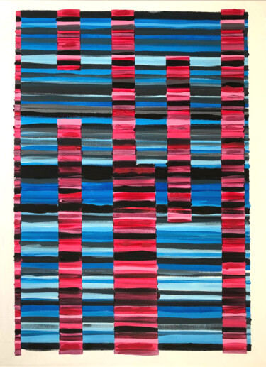 Peinture intitulée "HORIZ" par Philippe Combis (PhilIppe CBS), Œuvre d'art originale, Gouache Monté sur Châssis en bois
