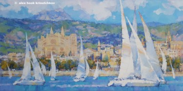 Palma de Mallorca XVIII Painting titled "Palma de Mallorca X…" by Alex Hook Krioutchkov, Original Artwork, Oil Mounted on Wood Stretcher frame